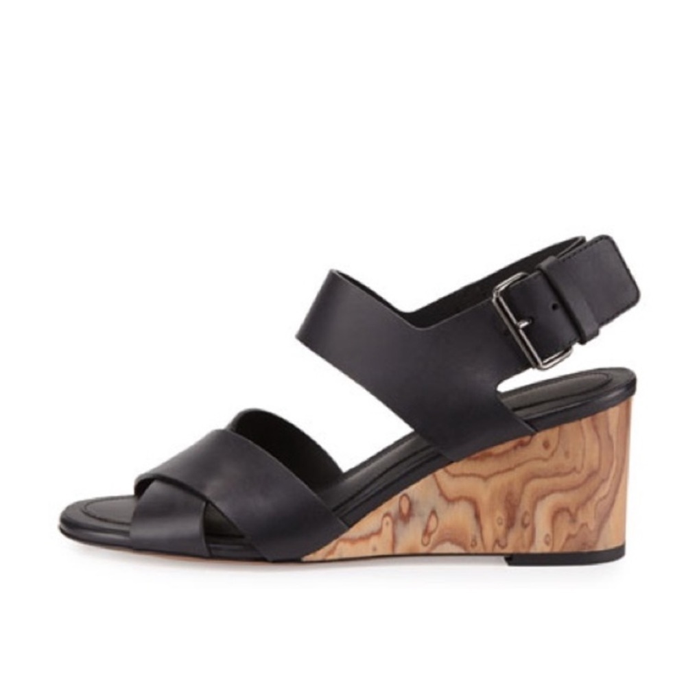 VINCE Gwyn Wood Wedge Leather Slingback Sandal